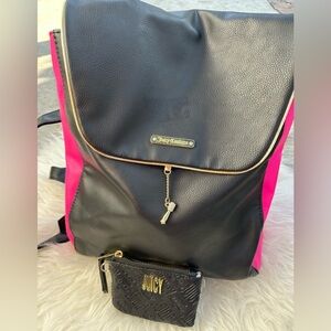 Juicy Couture Black and Pink Backpack with Key Charm
